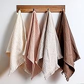 HunnmingRe 4 Pack Boho Hand Towel for Bathroom Kitchen 14 x 30 Inch 100% Turkish Cotton Spring Boho Decorative Towel Waffle F