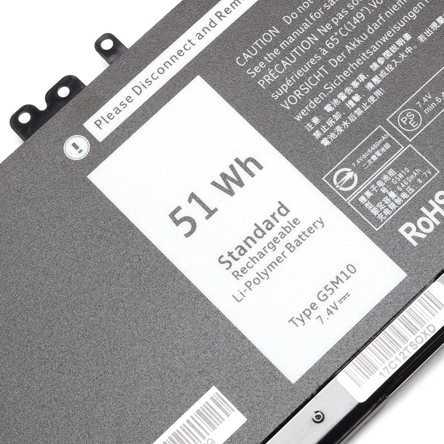 ASKC 51WH G5M10 Laptop Battery for Dell Latitude E5450 E5550 Notebook 15.6" Series 8V5GX R9XM9 WYJC2 1KY05 7.4V 4-Cell - Image 4