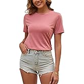 Eonvogueous Womens T Shirts Short Sleeve Crew Neck Shirts Basic Tee Tops Blouse Summer Casual Tee Tops S-XXL