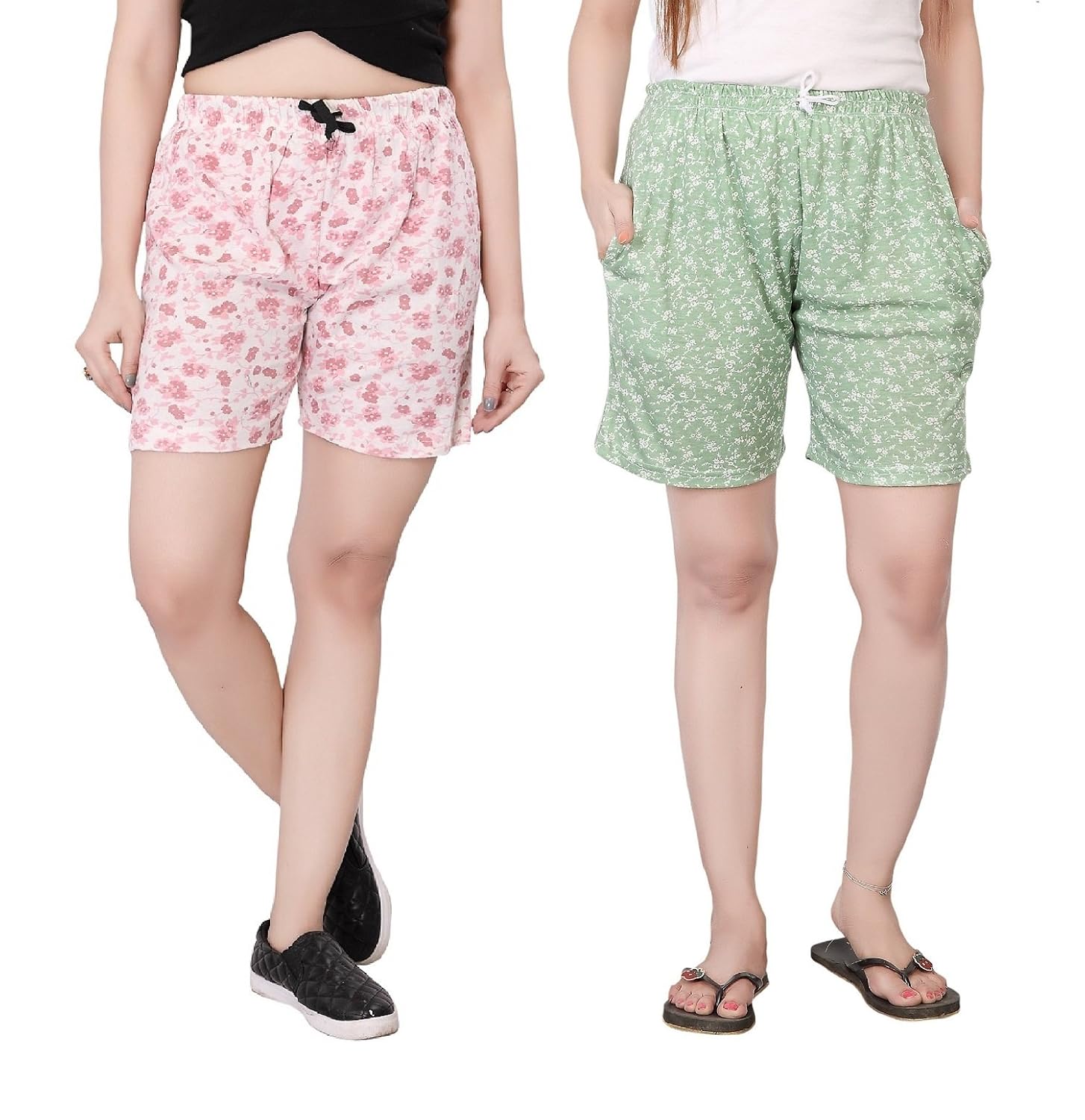 bfly women's printed cotton hosiery shorts-pack of 2 (wshortscombo-1-19)