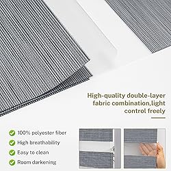Moonice No Drill No Tools Cordless Zebra Blinds for