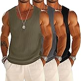 Riyiper 3 Pack Mens Big and Tall Tank Tops Waffle Knit Casual Sleeveless Shirts Plus Size Summer Muscle Tees