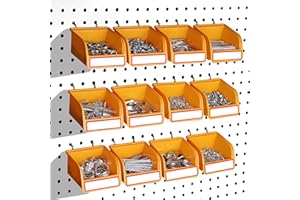 ELEAD Pegboard Bins Organizer Set 12-Pack - Durable Storage Tray for Screws, Nuts, Bolts, Hardware, Crafts, Accessories | Fits Standard Pegboards | 16 Labels for Garage Workshop Craft Room
