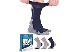 Doctor's Select Bamboo Viscose Diabetic Socks for Men - 3 Pairs Crew Diabetic Neuropathy Socks for Men | Mens Diabetic Socks