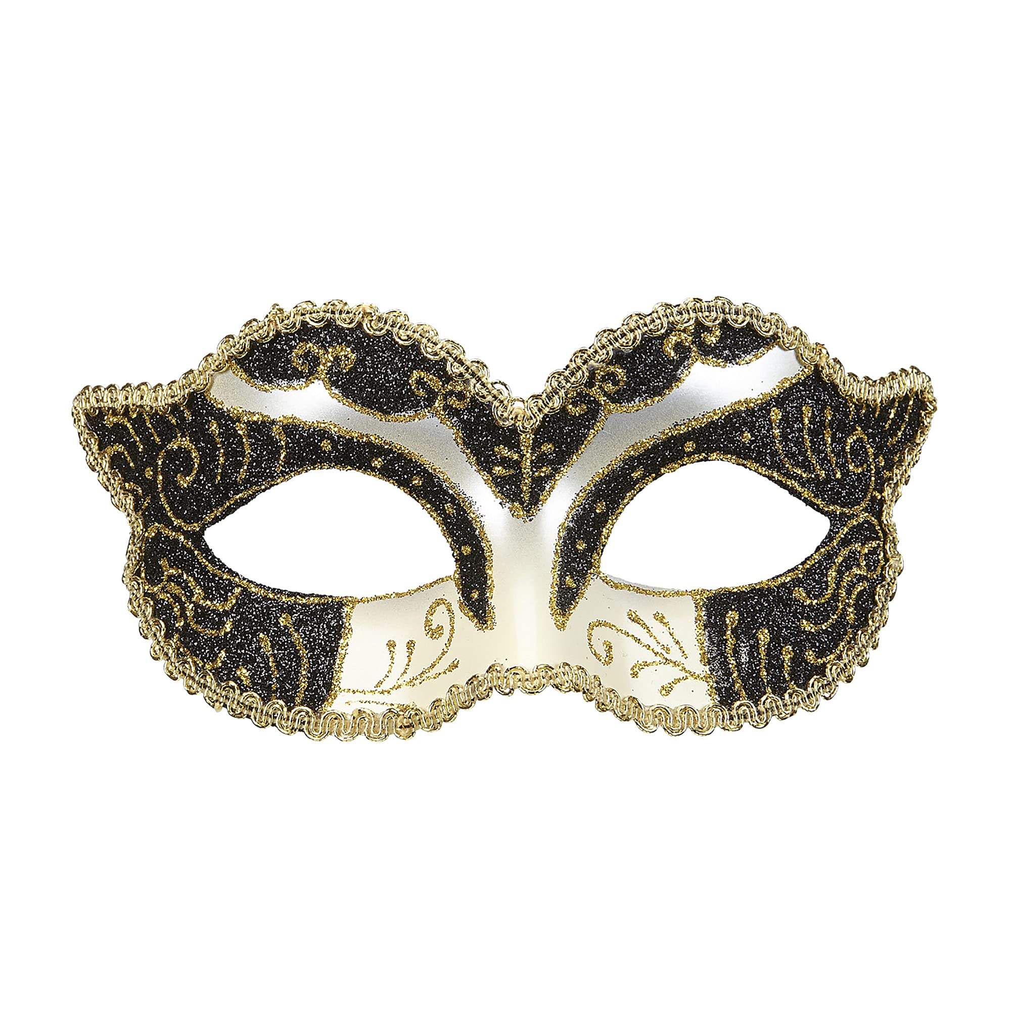 WIDMANN 04695 - Duchess Mask With Glitter, Adult Woman, Venetian Carnival, Eighteenth, Nineteenth Century, Theme Parties, Black-Gold Color