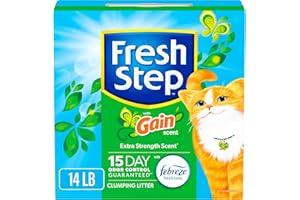 Fresh Step Clumping Cat Litter with Febreze Gain Scent, Long Lasting Odor Control Kitty Litter with Activated Charcoal, Low Dust Formula, 14 lb