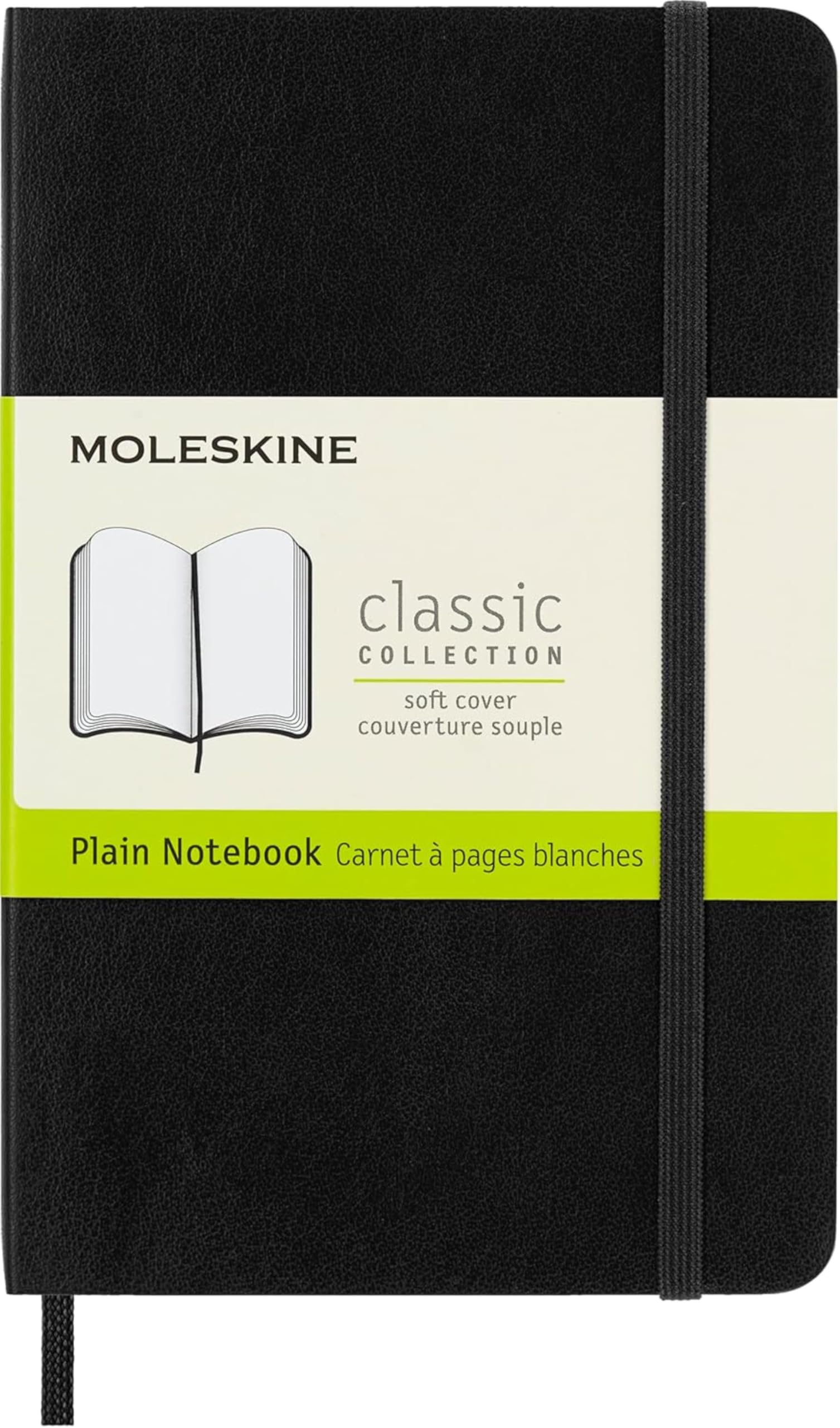 Moleskine - Classic Plain Paper Notebook - Soft Cover and Elastic Closure Journal - Color Black - Size Pocket 9 x 14 A6 - 192 Pages
