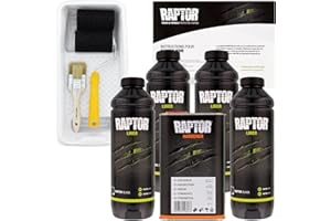 U-Pol Raptor Tintable Urethane Spray-On Truck Bed Liner Kit With Included Paint Roller, Tray & Brushes, 4 Liters