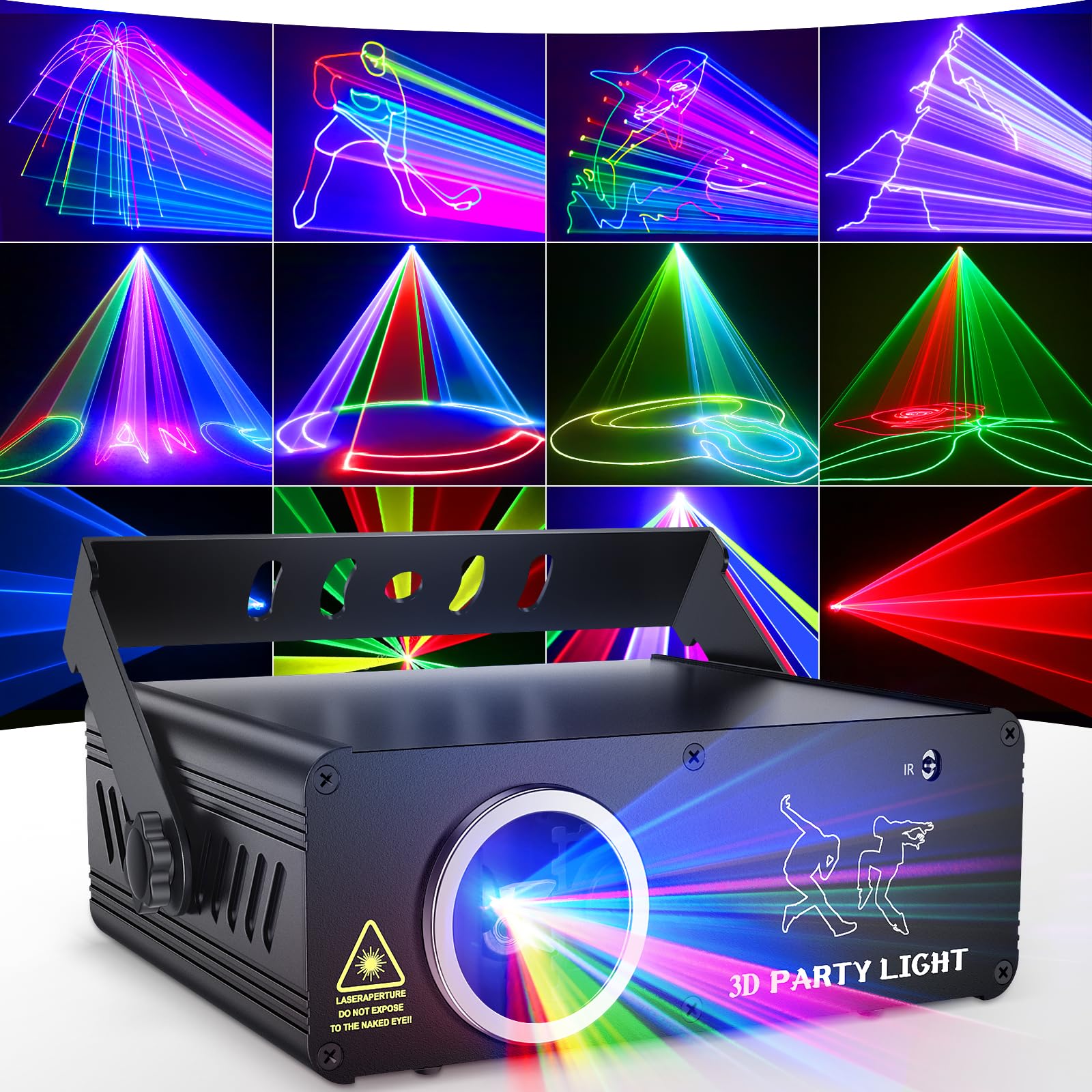 Ehaho DJ Disco Lights L2700 | 3D RGB Animation Beam Effect Light with Rotation/Zoom & Animation Memory | Music Sync Sound Active Party Light with DMX 512 for Parties Nightclub Live Show Christmas