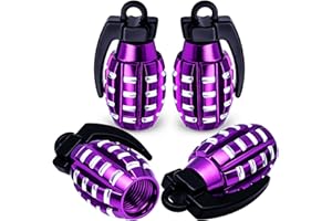 MEAJOO 4 PCS Tire Valve Stem Caps, Aluminium Alloy Tire Valve Stem Covers Universal for Cars,Trucks, SUV, Motorcycles, Bike and Bicycles (Purple)