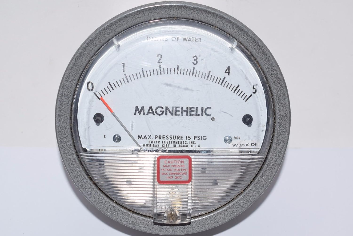 Dwyer 2005 Magnehelic Differential Pressure Gauge, Type, 0 to 5" WC