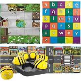 Coding Robot Starter Set with 3 Activity Mats - 6 Bee-Bot See &amp; Say Programmable Floor Robots, Alphabet, Busy Street &amp; Farmyard Mats, Docking Station, STEM Kit for Preschool &amp; Classroom