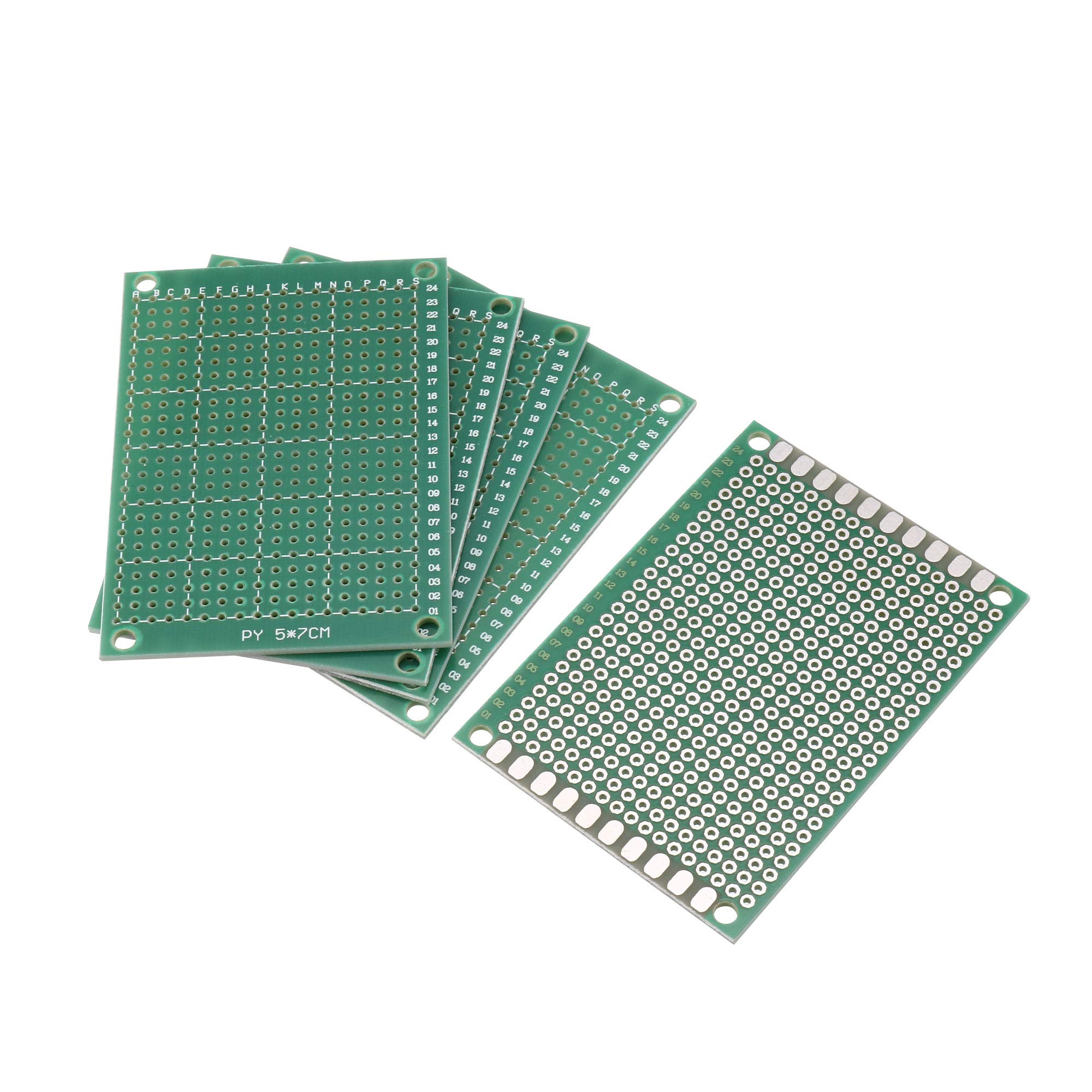 sourcing map 70mm x 50mm Single Side Copper Prototype PCB Circuit Board Green 5 Pcs