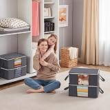 Lifewit 3 Pack 35L Clothes Storage Bins with Lids, Clear Window, Handles view 8