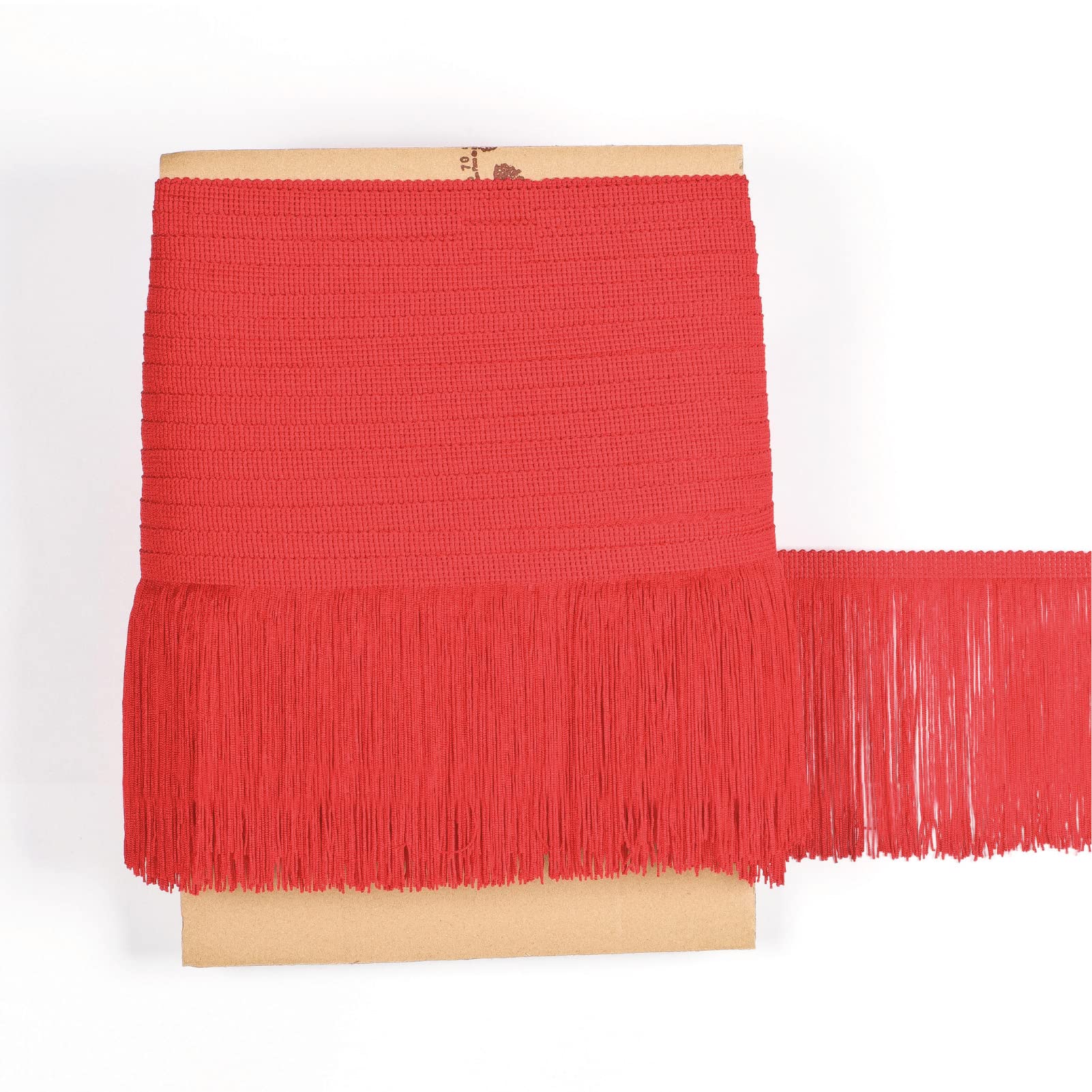 TEXTEX = Cuquillo Fringe for Sewing Flamenco and Sevillana. Composition Rayon 100%. Length of 15 cm. 5m Pieces. (Poppy red)