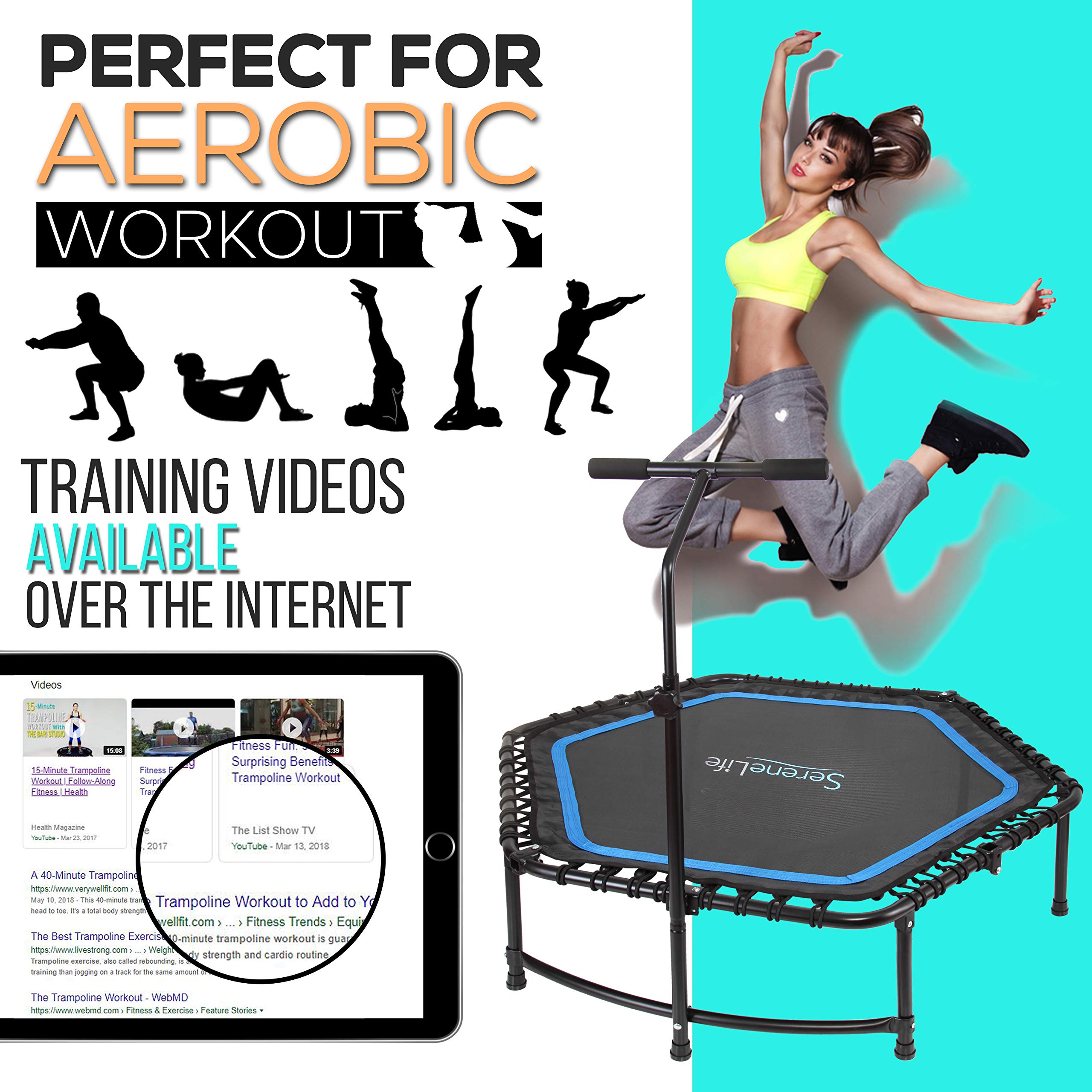 SereneLife Fitness Exercise Rebounder Mini Trampoline48' Inch