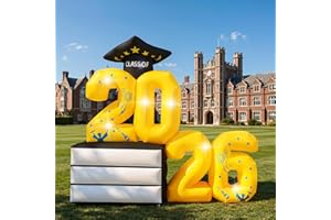 Lewondr 5.7FT Graduation Inflatable Outdoor Decorations, Inflatable 2026 Marquee Numbers, Blow up Yard Decoration with 7 LED 