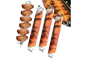 Chicken Wing BBQ Fork 4 Pack, Wing Rails for Grilling Chicken Wings, Metal BBQ Grilling Fork for Outdoor Camping Picnic Barbe