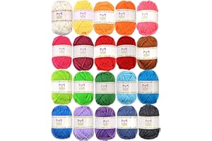 MIRA HANDCRAFTS 20 Acrylic Yarn Skeins - 438 Yards Multicolored Yarn in Total – Great Crochet and Knitting Starter Kit for Colorful Craft – Assorted Colors