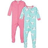 Gerber Baby Girls 2-Pack Footed Pajamas, Unicorns Pink, 6 Months