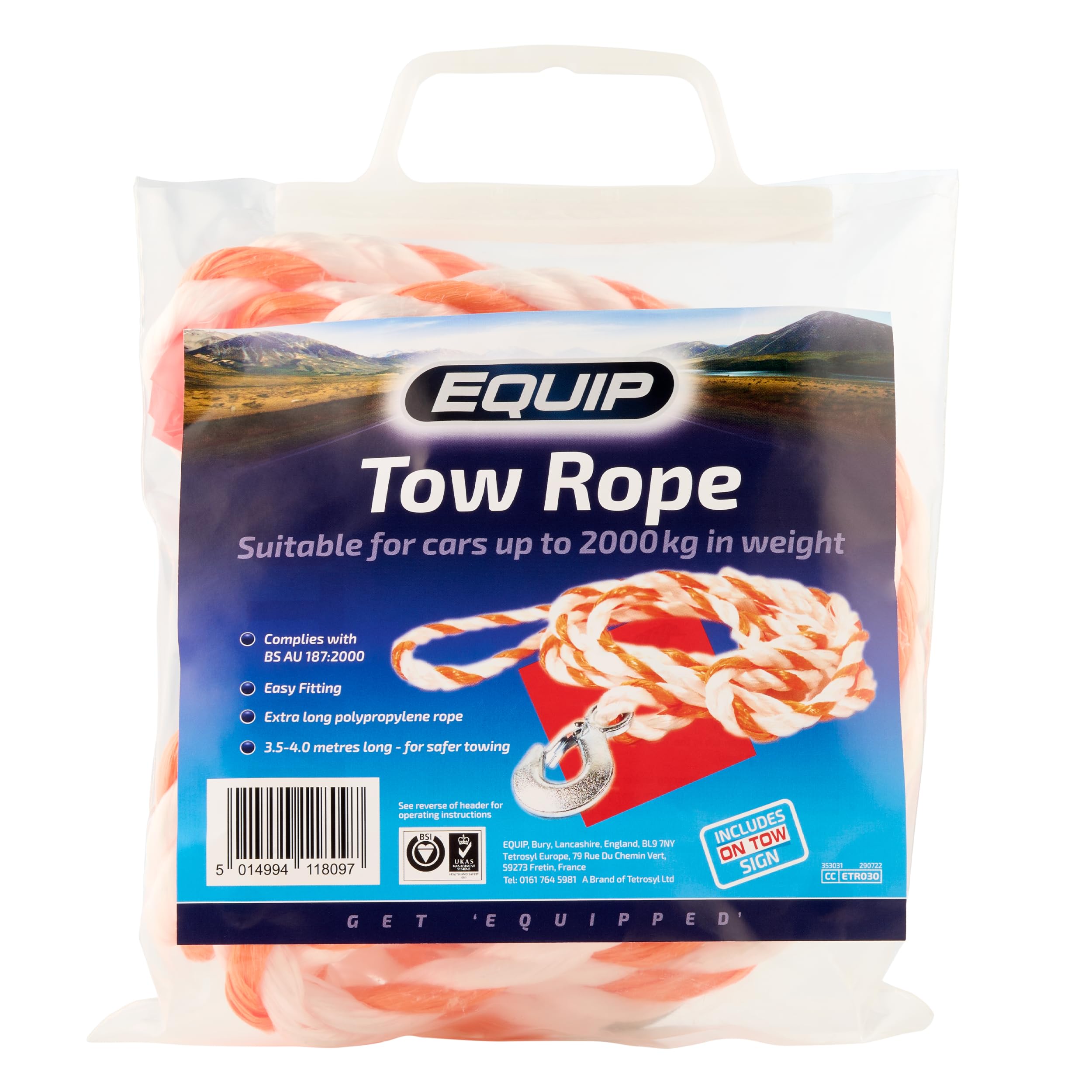 Equip Tow Rope, TUV/GS Approved (Blue), 4 m