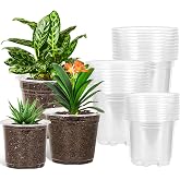 JERIA 30 Pack 5/6/7 Inch Clear Nursery Pots with Drainage Holes, Clear Plant Pot for Planting, Transparent Plastic Plant Pots,Durable Seed Starting Pot for Succulents