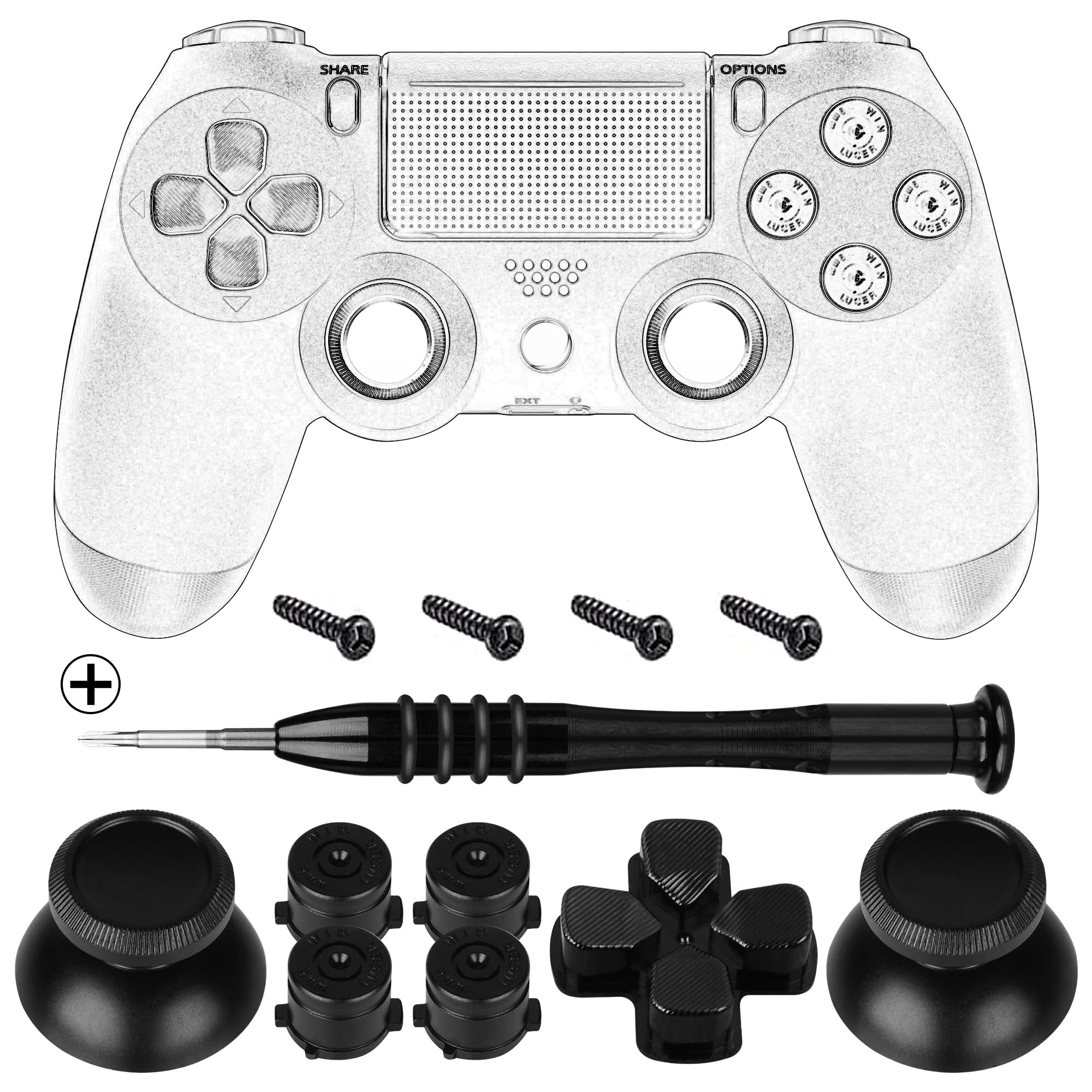 Geekria Replacement Joystick Repair Kit Compatible with Playstation 5, PS4, PS4 Slim, PS4 Pro, CUH-ZCT2, Controller Repair Set (Black)