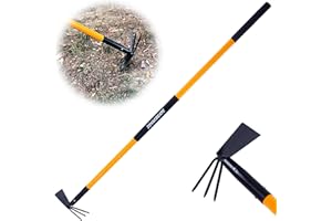 ZOYACREATE Hoe Garden Tool, Heavy Duty Long Handle Rake Cultivator Manual Weeder for Yard Lawn Patio Garden Planting