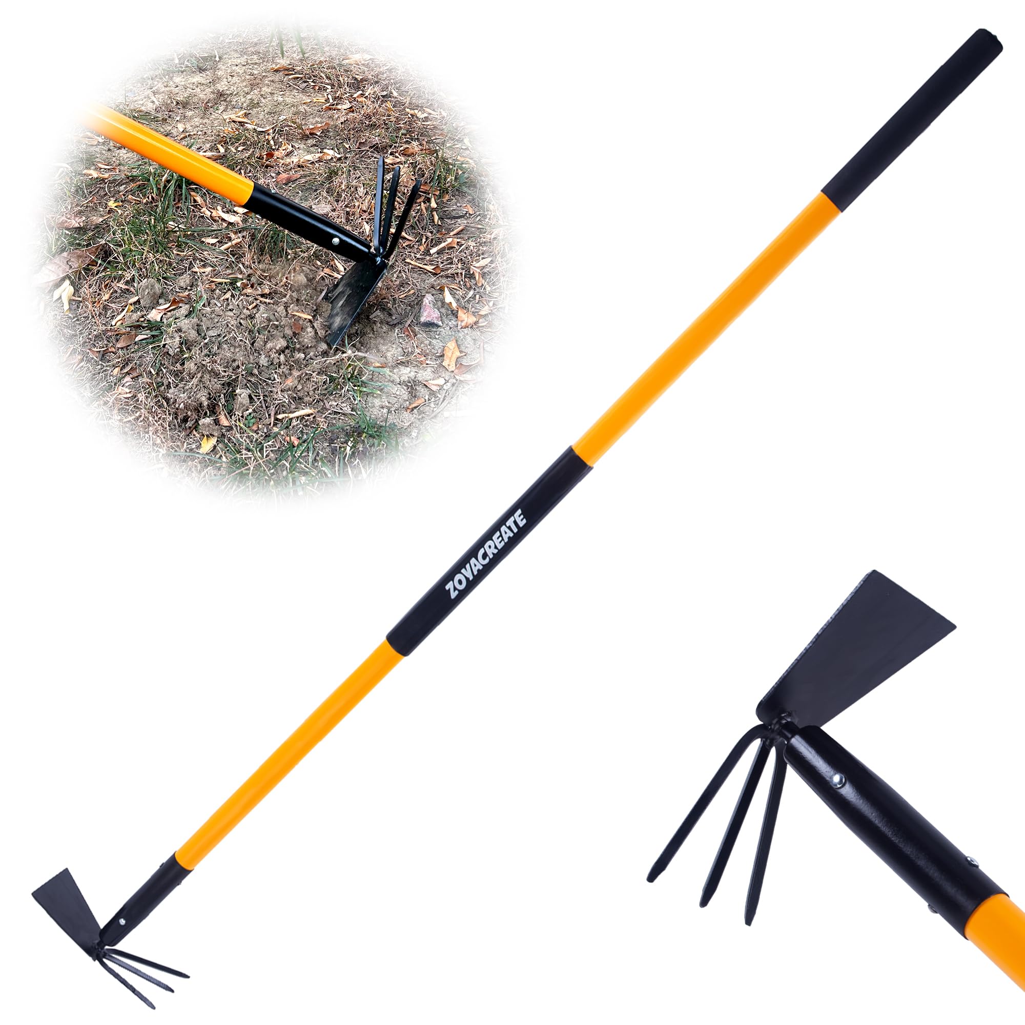 Photo 1 of (USED/FAIR) ZOYACREATE Hoe Garden Tool, Heavy Duty Long Handle Rake Cultivator Manual Weeder for Yard Lawn Patio Garden Planting