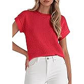 PRETTYGARDEN Women's 2026 Spring Fashion Sweater Vest Business Casual Crochet Tops Cap Sleeve Knit Shirt Beach Summer Outfits