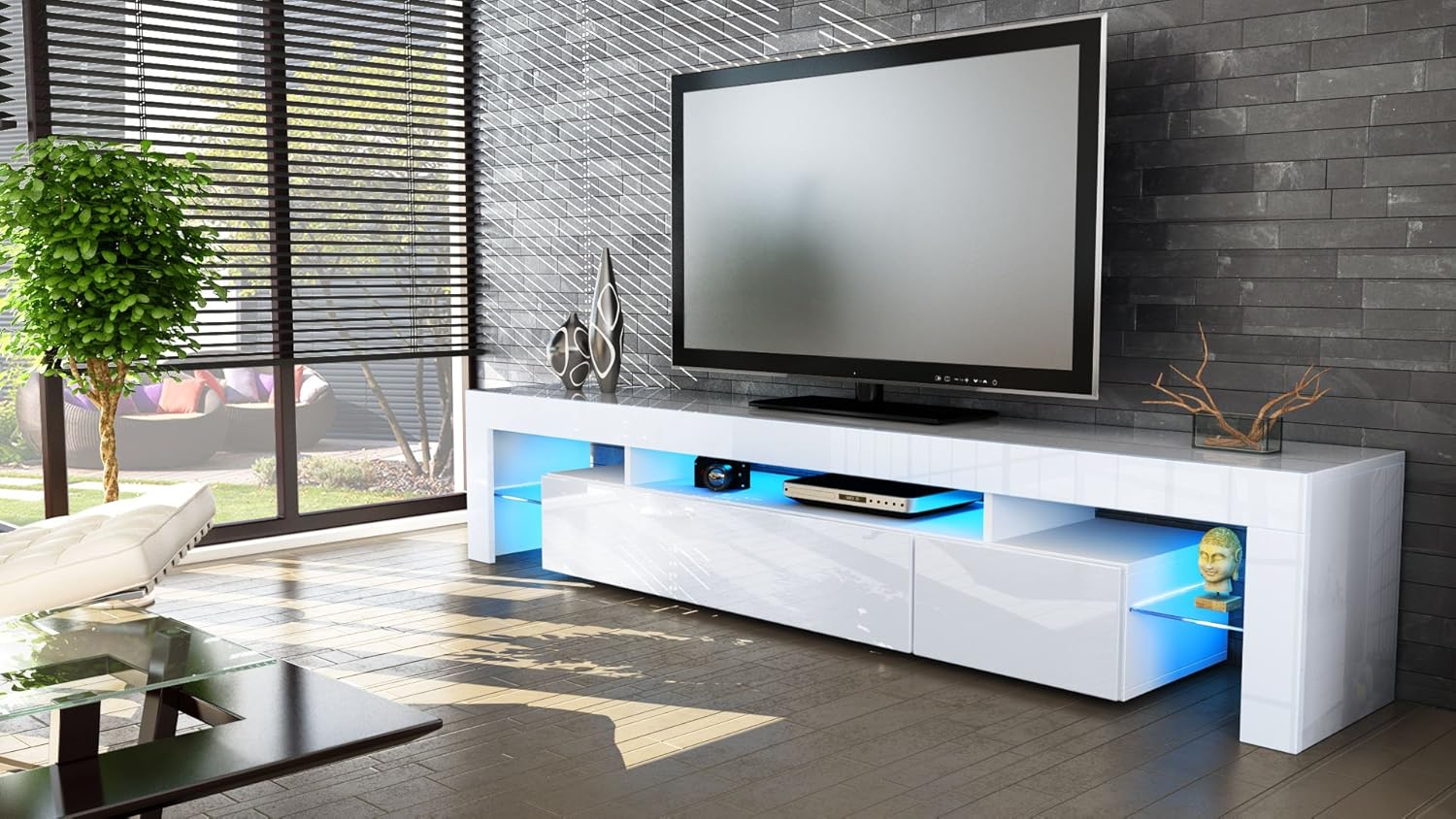 meuble tv bas armoire basse lima v2 en blanc