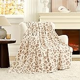 Cozy Bliss Leopard Print Fuzzy Throw Blanket for Couch & Bed, Thick Soft Warm Fleece Blankets for Room Decor, for Kids, Women Men Girls, Khaki Brown Cheetah 50"*60"