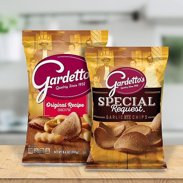GARDETTO’S SPECIAL REQUEST GARLIC RYE CHIPS, SNACK BAG, 14 OZ