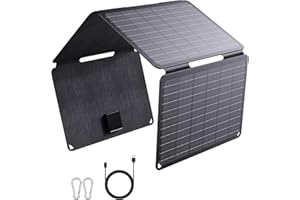 ZOUPW 40W Portable Solar Panel,Foldable Solar Panel Charger with QC3.0 USB-A & USB-C Ports for iPhone 15/14 Series Tablet iPad,IP67 Waterproof Solar USB Charger for Camping Backpacking Hiking