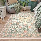 Collive Pink 5x7 Butterfly Area Rug, Vintage Floral Rug for Girls Bedroom Washable Non Slip, Soft Ultra Thin Boho Insect Carpet for Living Room Nursery Kids Room Playroom