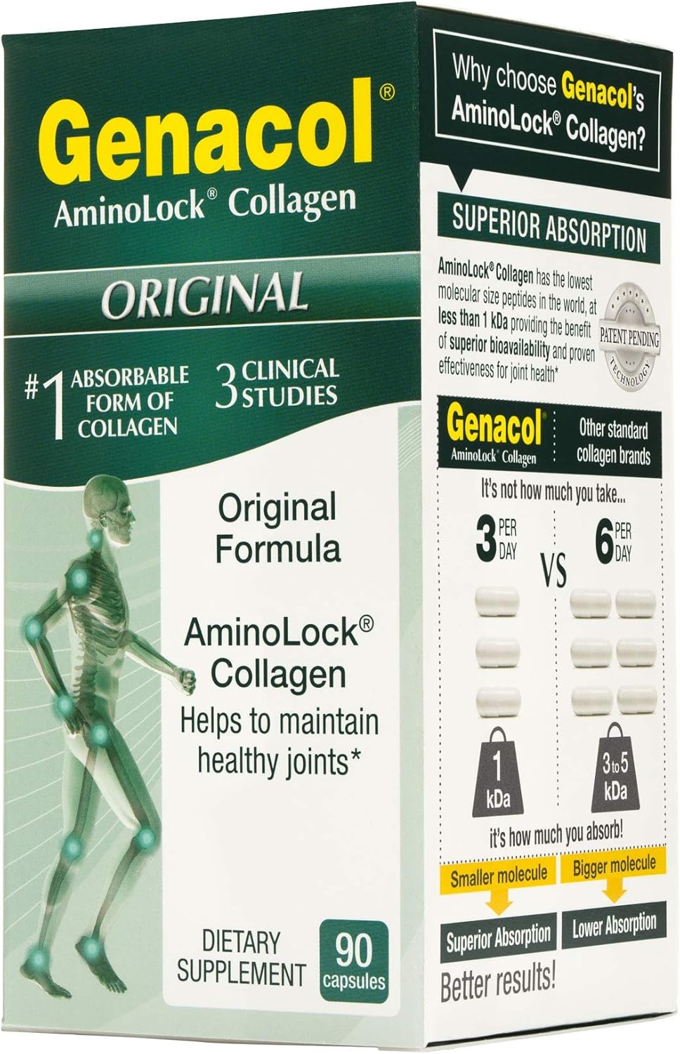 Collagen Pills for Joint Relief from GENACOL - 90 Colageno Hidrolizado Capsules | Enhanced Absorption Joint Supplements for Men and Women | Gluten Free, Non GMO: Beauty