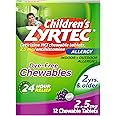 Zyrtec Children's Dye-Free Chewables for 24 Hour Allergy Relief, 2.5 mg Cetirizine HCl Antihistamine Tablets, Kids Allergy Medicine Relieves Sneezing & Itchy Nose & Throat, Grape, 12 ct