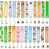 Outus 12 Pcs Cute Animal Bookmarks Rulers with Pendant Gifts Family Cartoon Animal Theme Reading Marks Christmas Party Favors Reading Gift End of The Year Presents