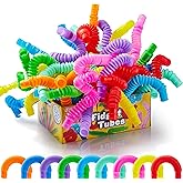 JOYIN 36 Pack Pop Tubes, Toddler Fidget Toys Fidget Tubes Party Favors - 9 Colors Connectable and Extendable for Stress Relie