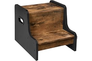HOOBRO Step Stool for Kids, Two Step Toddler's Stool, Kids Potty Training Stool with Handles, Non-Slip Pads for Safety, Easy to Move, for Sink, Bathroom, Bedroom, Rustic Brown BF01JD01G1
