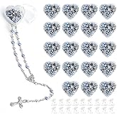 UCEHIPAW 52 Pcs Catholic Rosary Necklace, 4 mm Glass Beads with Heart Shaped Box and Organza Bag, Crucifix Faux Pearl Beads Favors, for First Communion Baptism, Prayers, Infant Baptisms