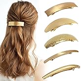 DeD Pack of 5 Women Hair Clips Metal Hair Pins Simple Retro Large Hair Barrettes French Clip Barrettes For Women Lady(Gold)