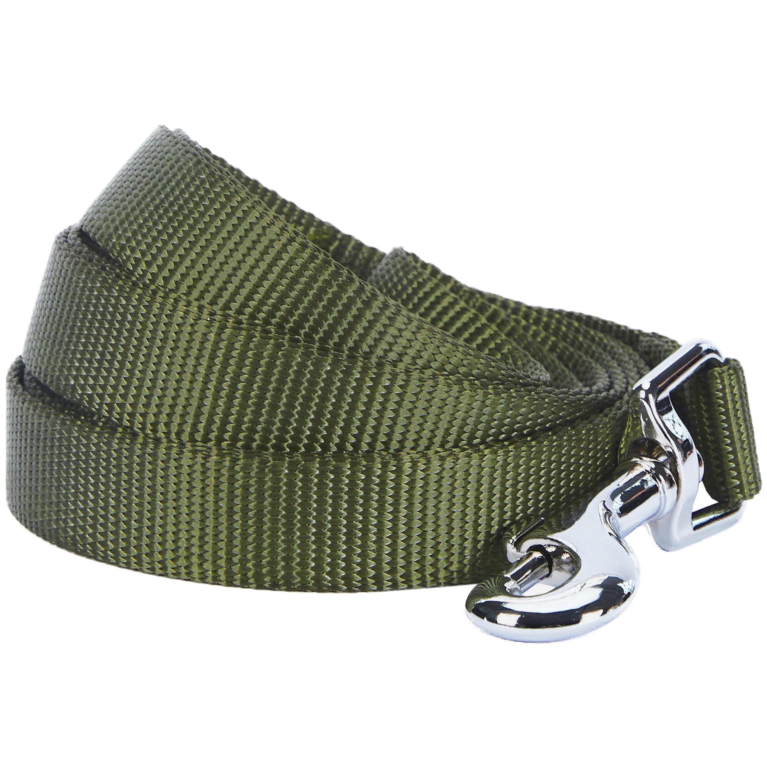 Blueberry Pet Durable Classic Solid Color Dog Lead 150 cm x 1.5cm in Military Green, Small, Basic Nylon Leads for Dogs, Matching Collar & Harness Available Separately