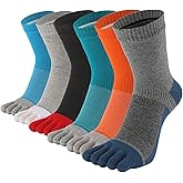 UBUMO Men's Five Finger Toe Socks Cotton Crew Casual Colorful Patterned 5/6 Pairs