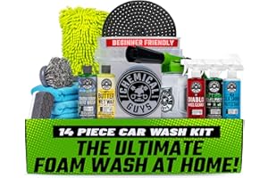 Chemical Guys Car Wash Kit 14-Pc Arsenal Builder - with Foam Blaster, Wash Bucket, Towels, Applicators, and 16 oz Soaps, Waxes, and Cleaners - Complete Car Detailing Gift Set, Works with Garden Hose