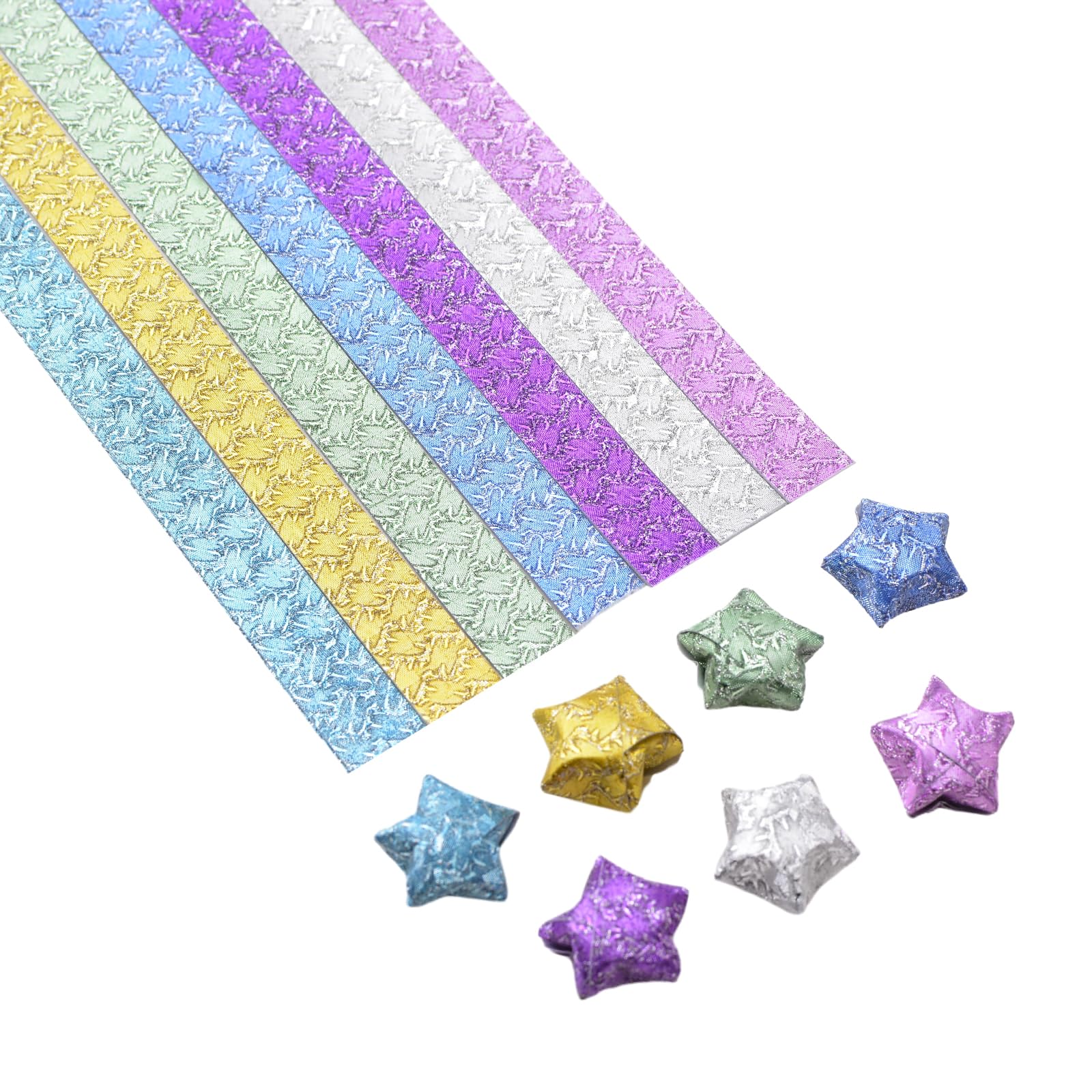 URROMA 210 Pcs Irregular Shining Paper Strips, 7 Colors Crafts Folding Lucky Strips Origami Stars Paper Strips for Crafts Folding School Teaching DIY Arts Projects Crafting Supplies