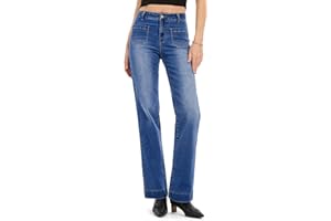 Tallemon Womens 29/31/33 Inseam Wide Leg Jeans High Waisted Stretch Straight Loose Trendy Denim Pants with Pocket