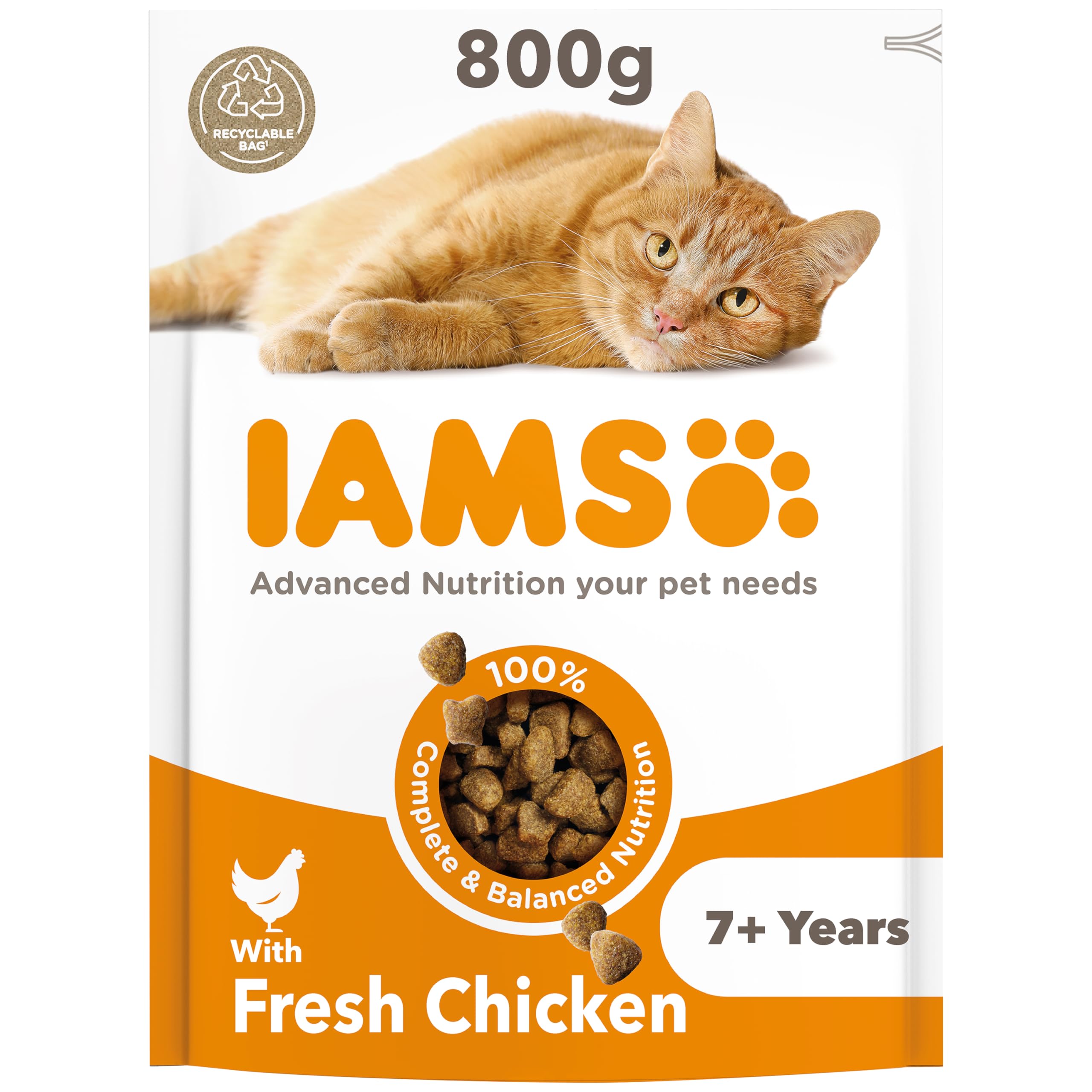 IAMS Senior Dry Cat Food Chicken 800g