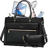 RAINSMORE Laptop Bag for Women 15.6 Inch Laptop Tote Bag Business Office Work Bags Professional Briefcase Waterproof Leather PU Computer Bag Teacher Shoulder Bag Handbag