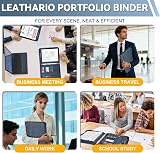 Leathario A4 Portfolio Folder 4-Ring Binder Notepad 10 Protectors Vegan Leather view 6